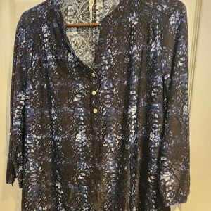 Women's NY Collection Navy and White Blouse